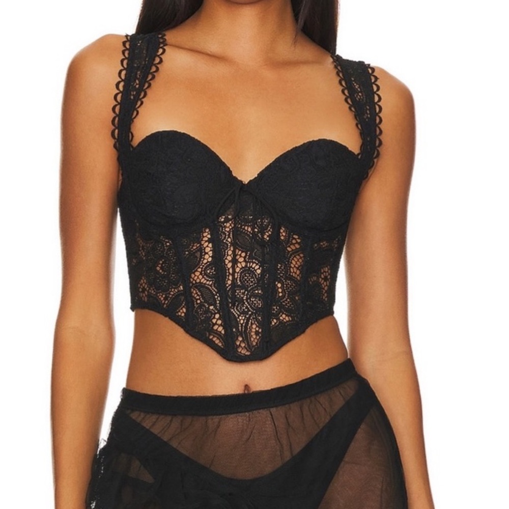 For Love And Lemons Black Lace Bra Top